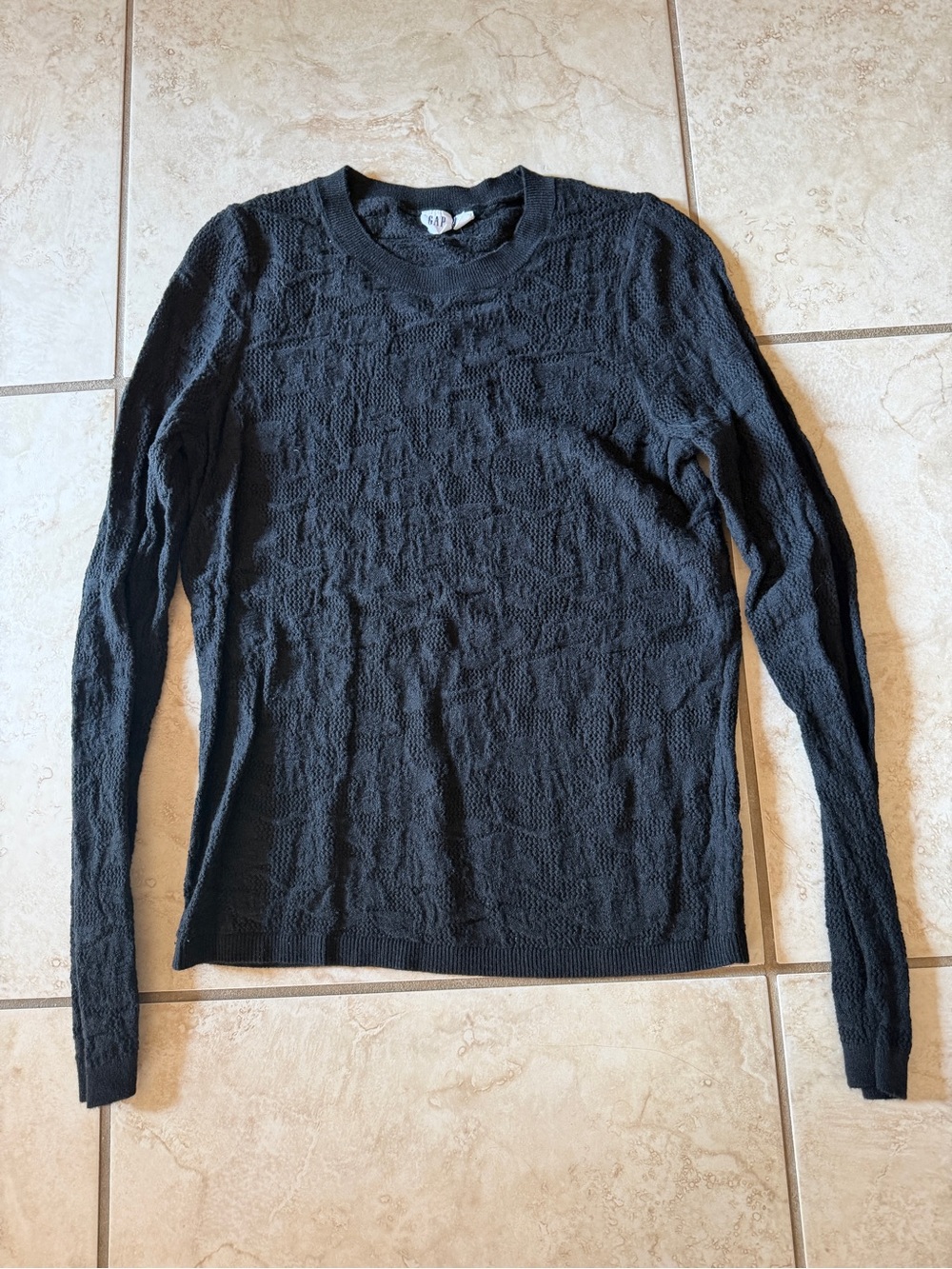 Black Textured Crewneck Sweater